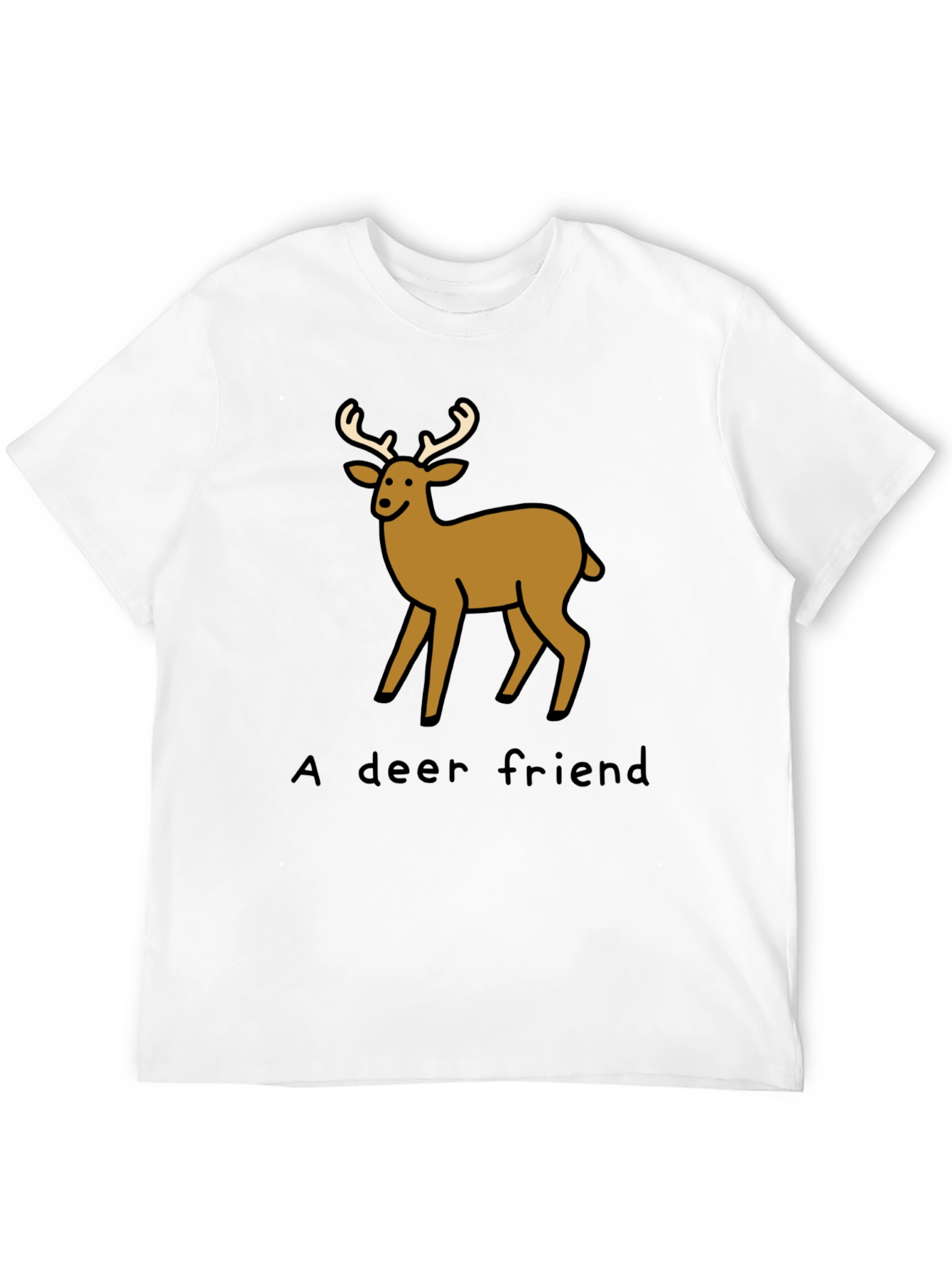 A Deer Friend Graphic Tee - Soft Black Cotton