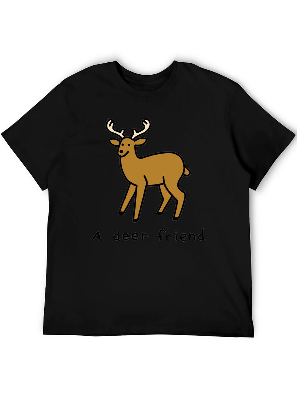 A Deer Friend Graphic Tee - Soft Black Cotton