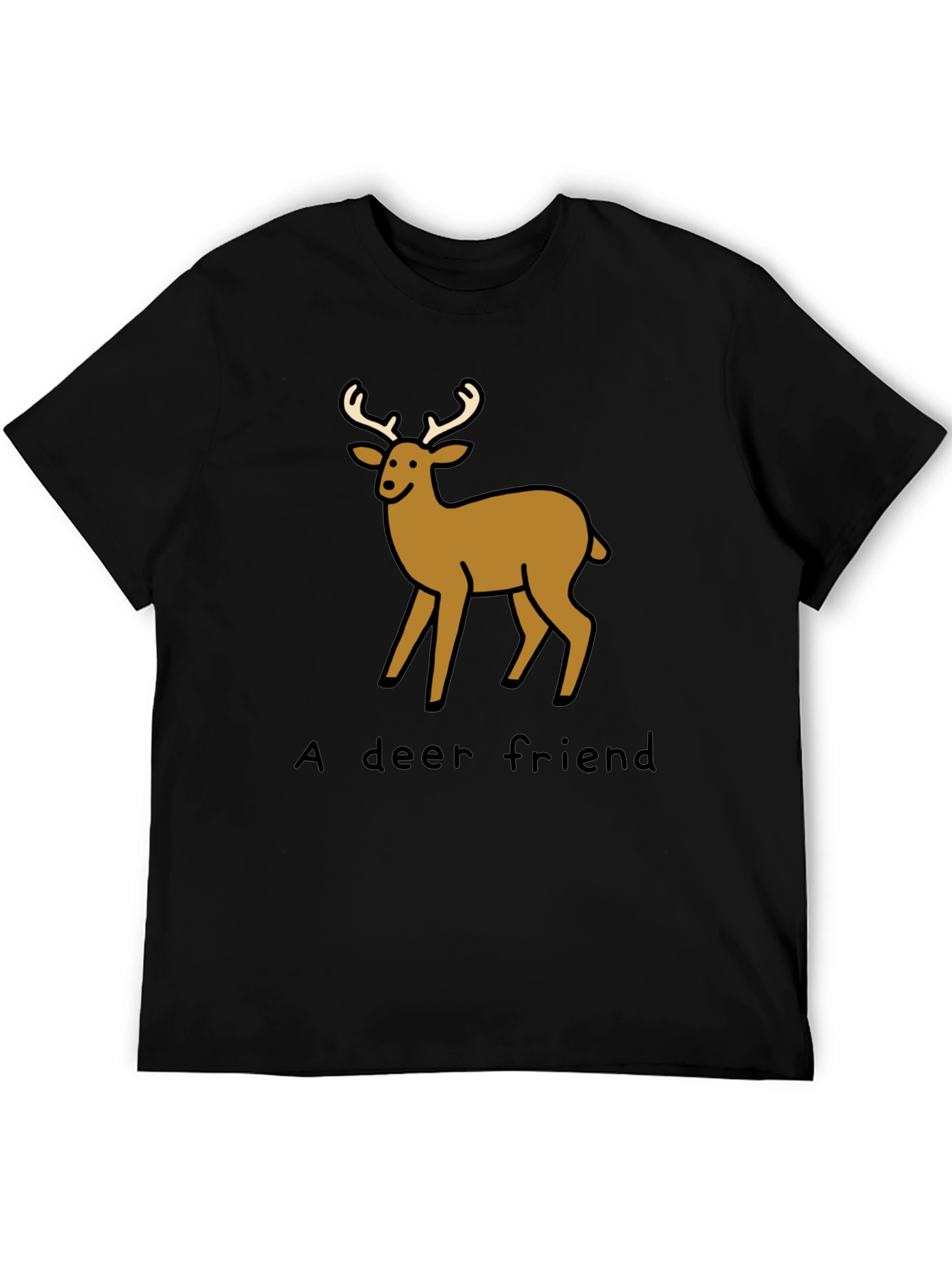 A Deer Friend Graphic Tee - Soft Black Cotton
