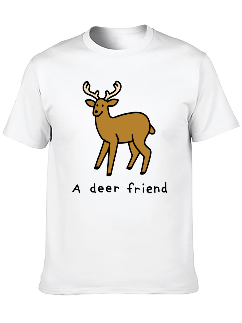 A Deer Friend Graphic Tee - Soft Black Cotton
