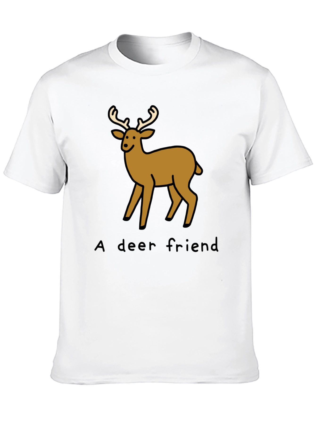 A Deer Friend Graphic Tee - Soft Black Cotton