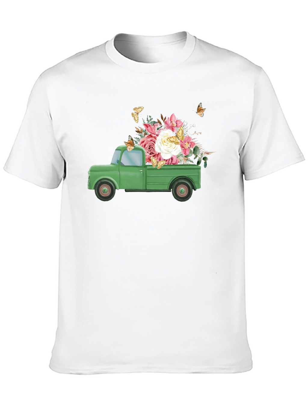 Floral Truck Graphic Tee - Retro Style