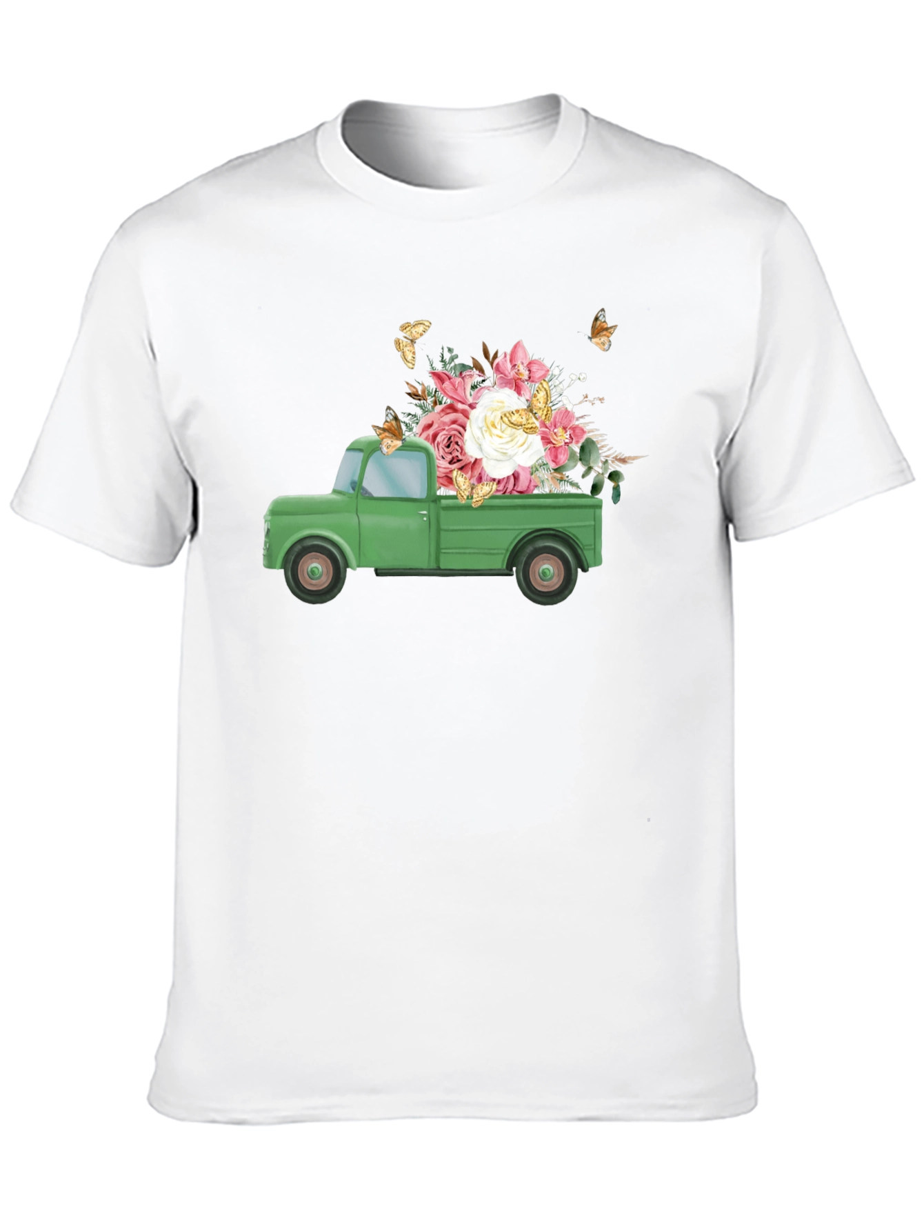 Floral Truck Graphic Tee - Retro Style