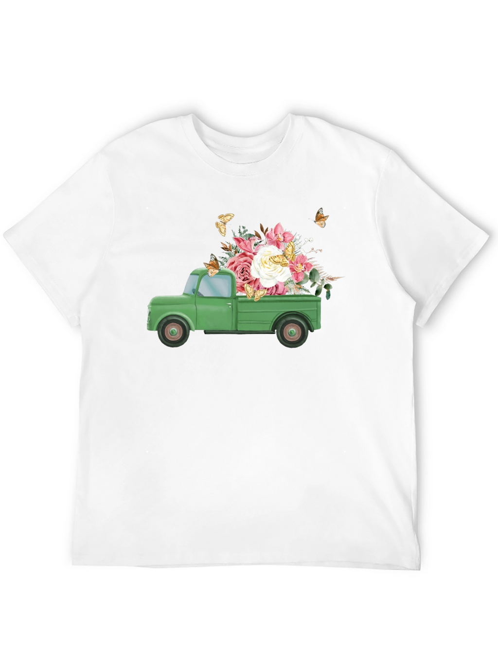 Floral Truck Graphic Tee - Retro Style