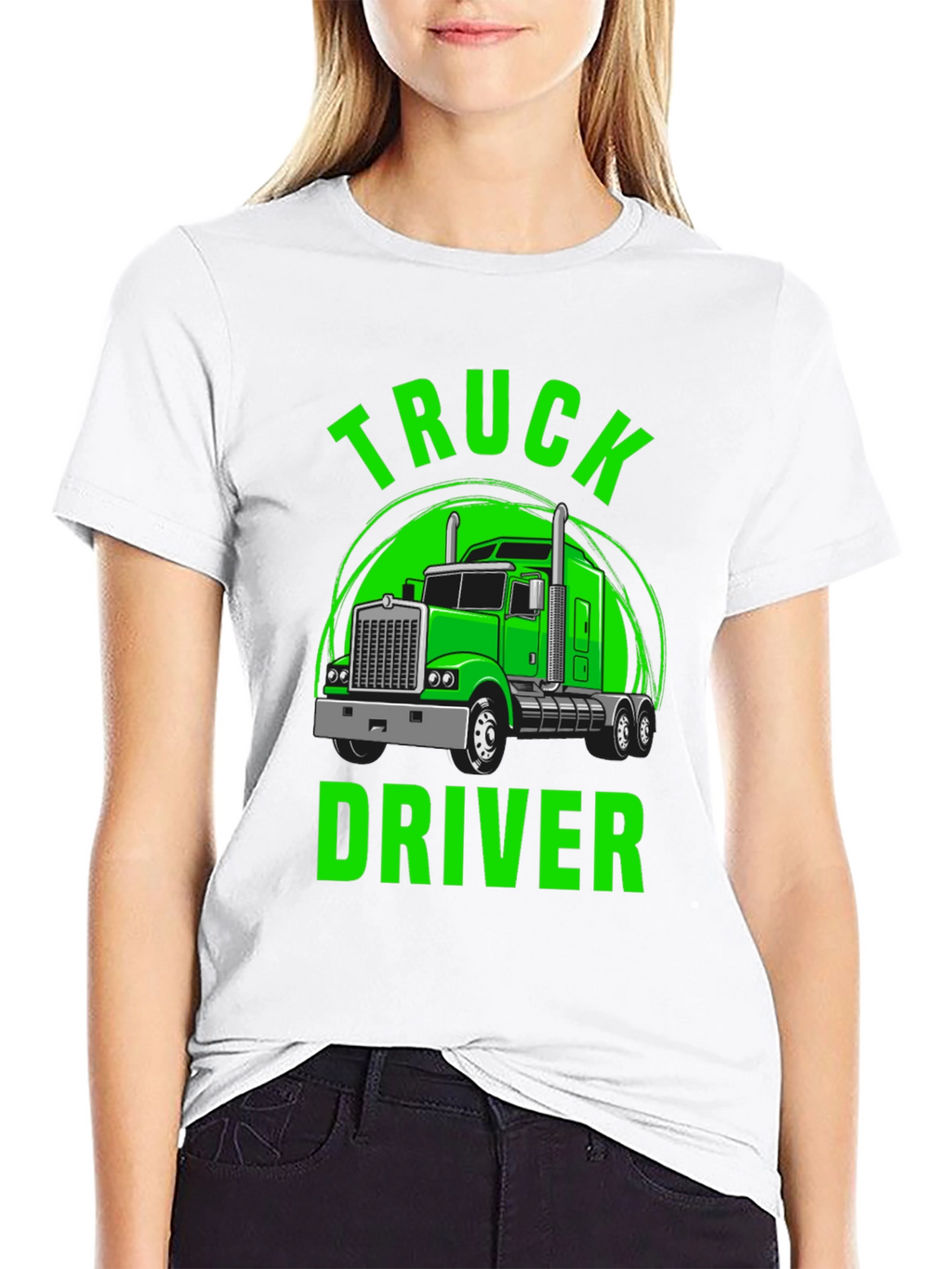 Truck Driver Graphic Tee - Bold Green Print