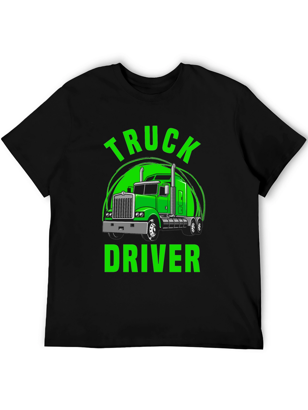 Truck Driver Graphic Tee - Bold Green Print