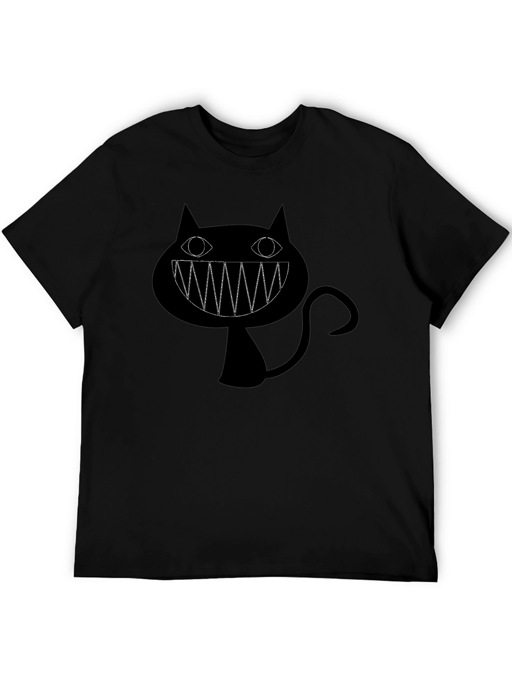 Creepy Cat Graphic Black T-Shirt