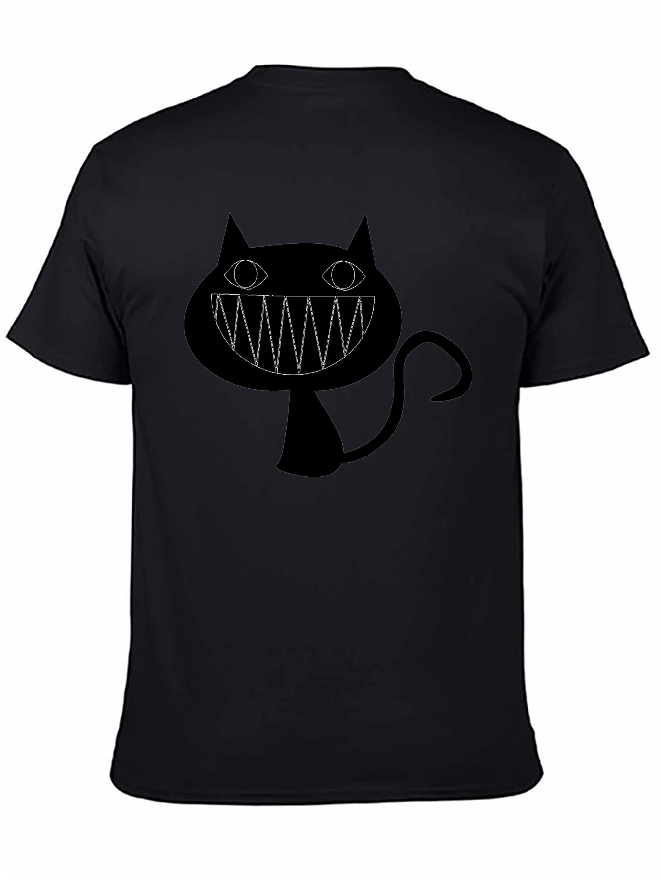 Creepy Cat Graphic Black T-Shirt