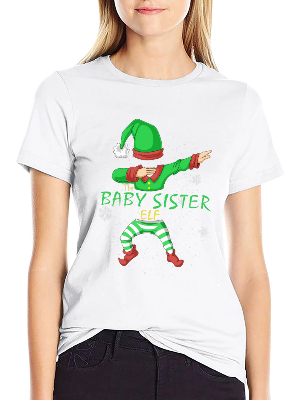 Baby Sister Elf Dabbing Christmas T-Shirt