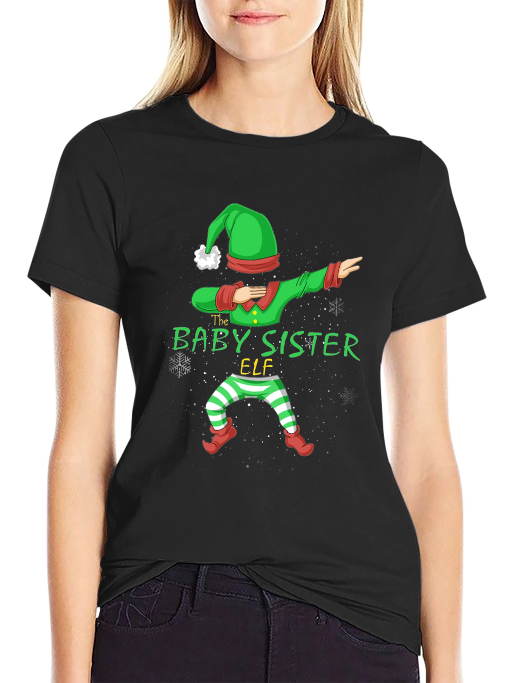 Baby Sister Elf Dabbing Christmas T-Shirt