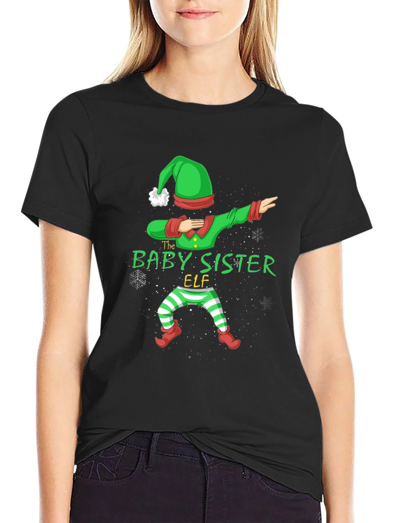 Baby Sister Elf Dabbing Christmas T-Shirt