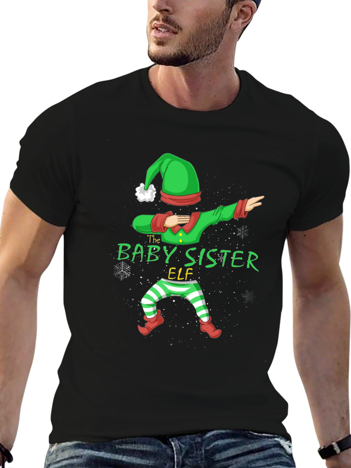 Baby Sister Elf Dabbing Christmas T-Shirt