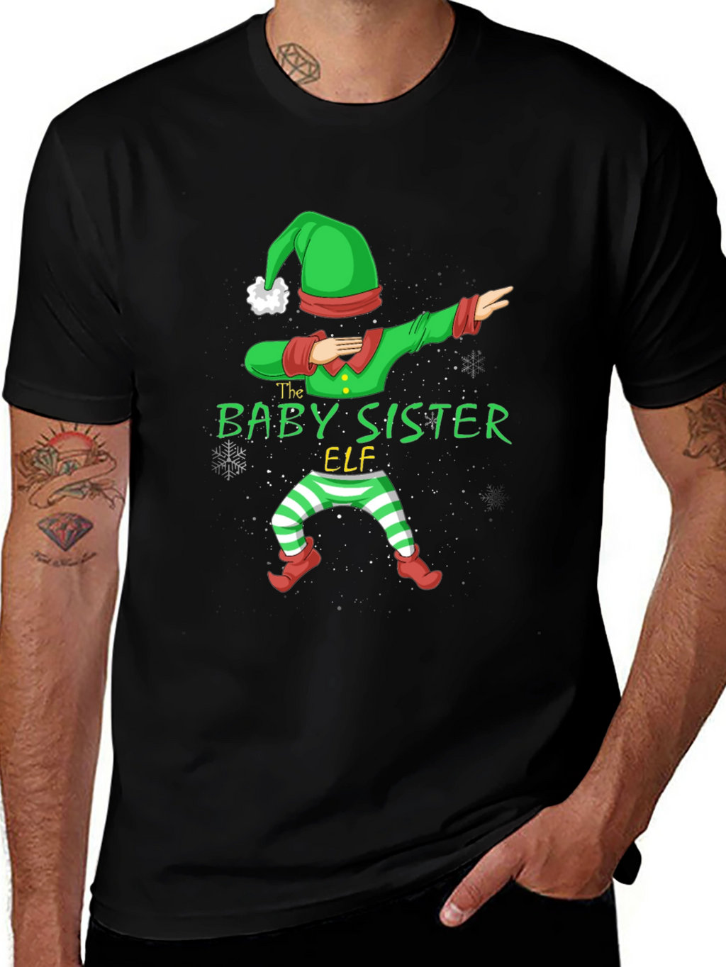 Baby Sister Elf Dabbing Christmas T-Shirt