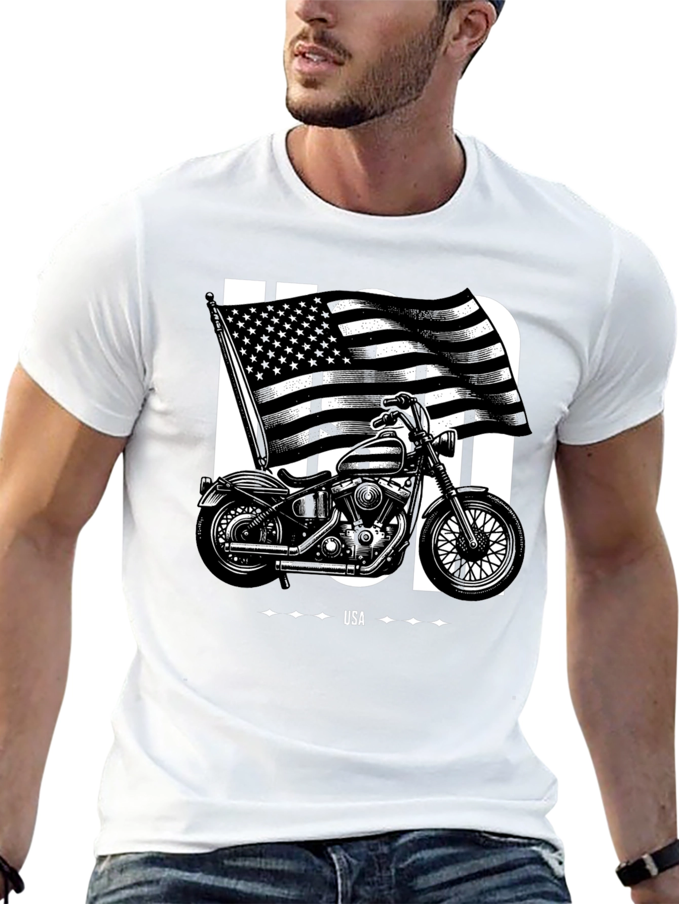 USA Motorcycle Graphic T-Shirt