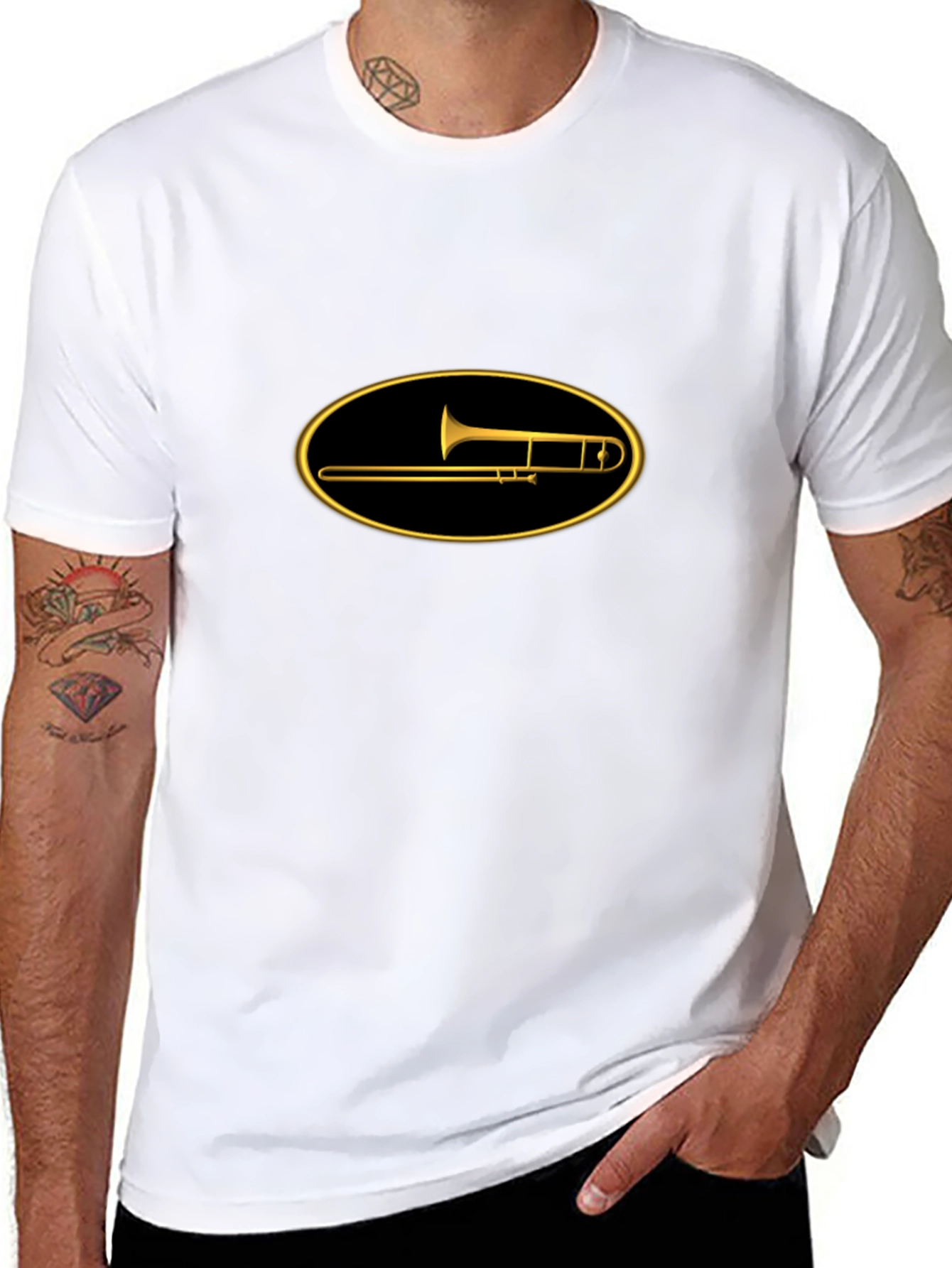 Trombone Graphic Tee - Musicians Black T-Shirt