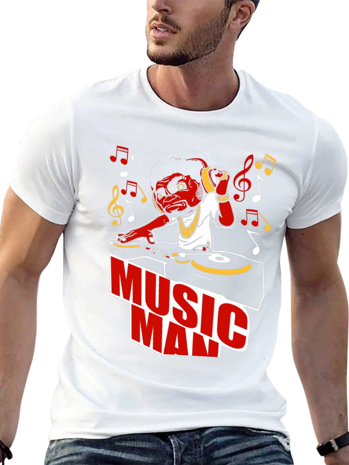 Music Man Graphic T-Shirt - DJ Cartoon Design