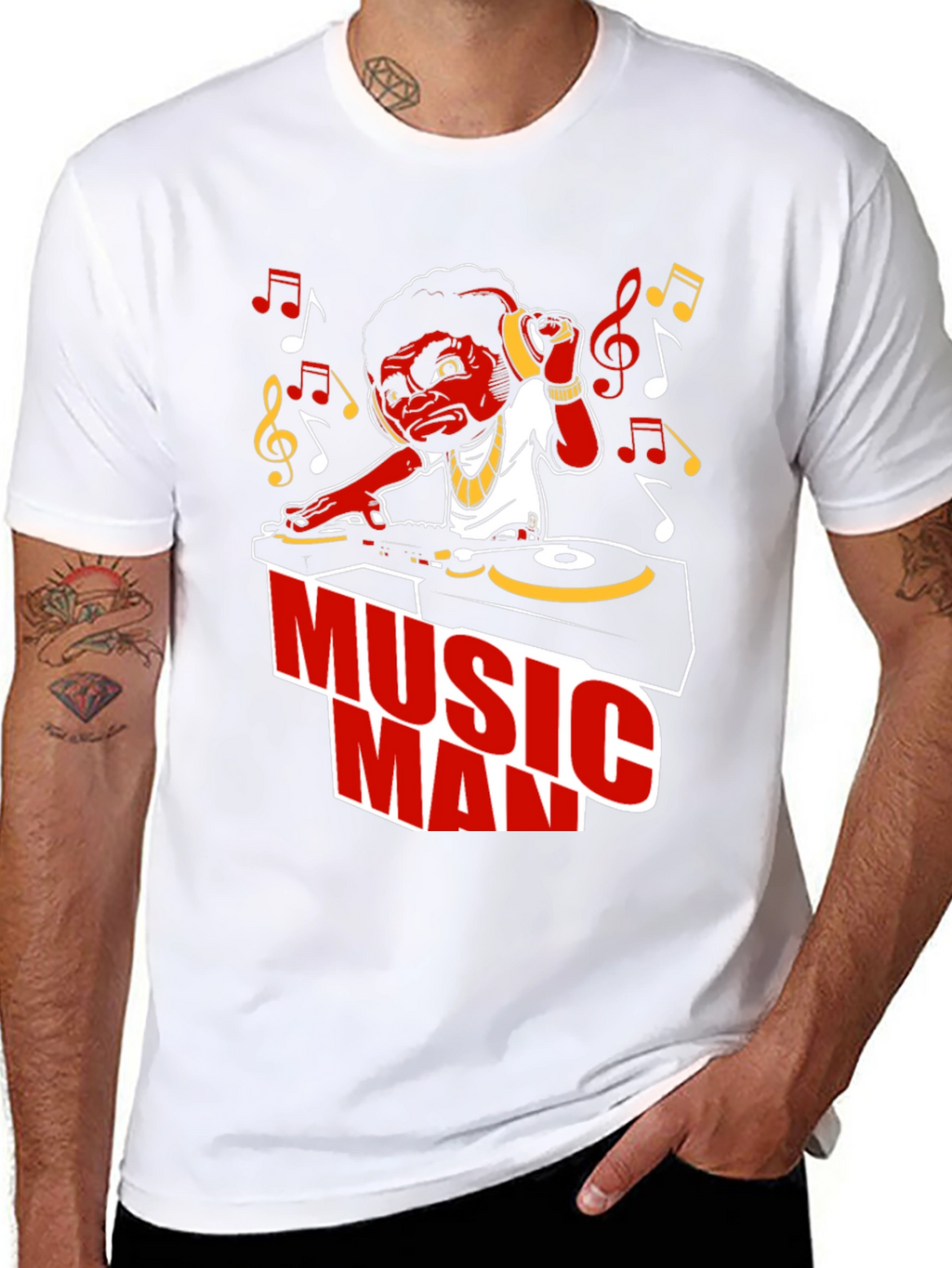 Music Man Graphic T-Shirt - DJ Cartoon Design