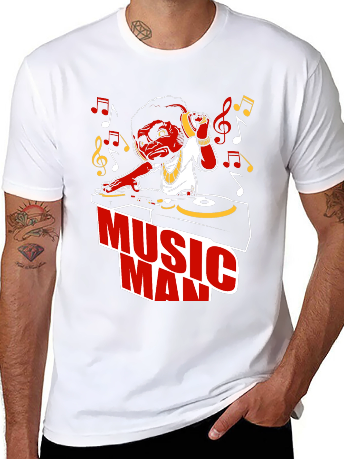 Music Man Graphic T-Shirt - DJ Cartoon Design
