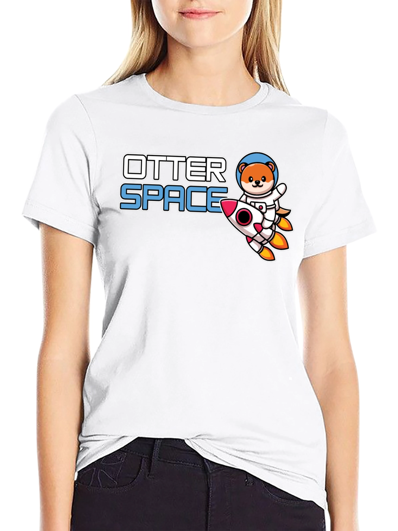 Otter Space T-Shirt - Cute Astronaut Otter Rocket