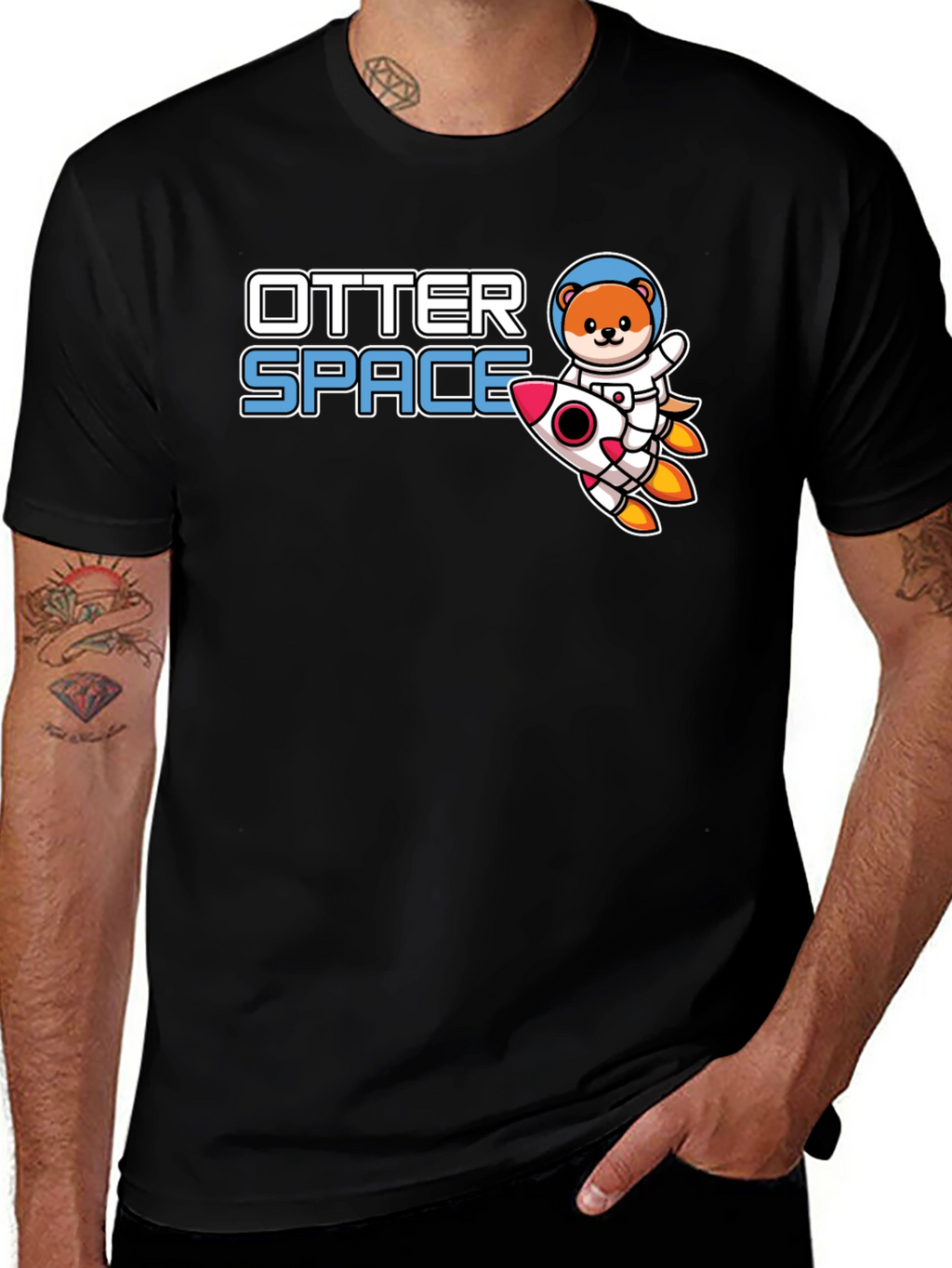 Otter Space T-Shirt - Cute Astronaut Otter Rocket