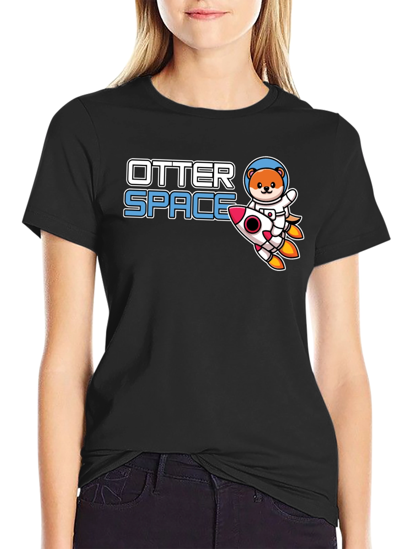 Otter Space T-Shirt - Cute Astronaut Otter Rocket