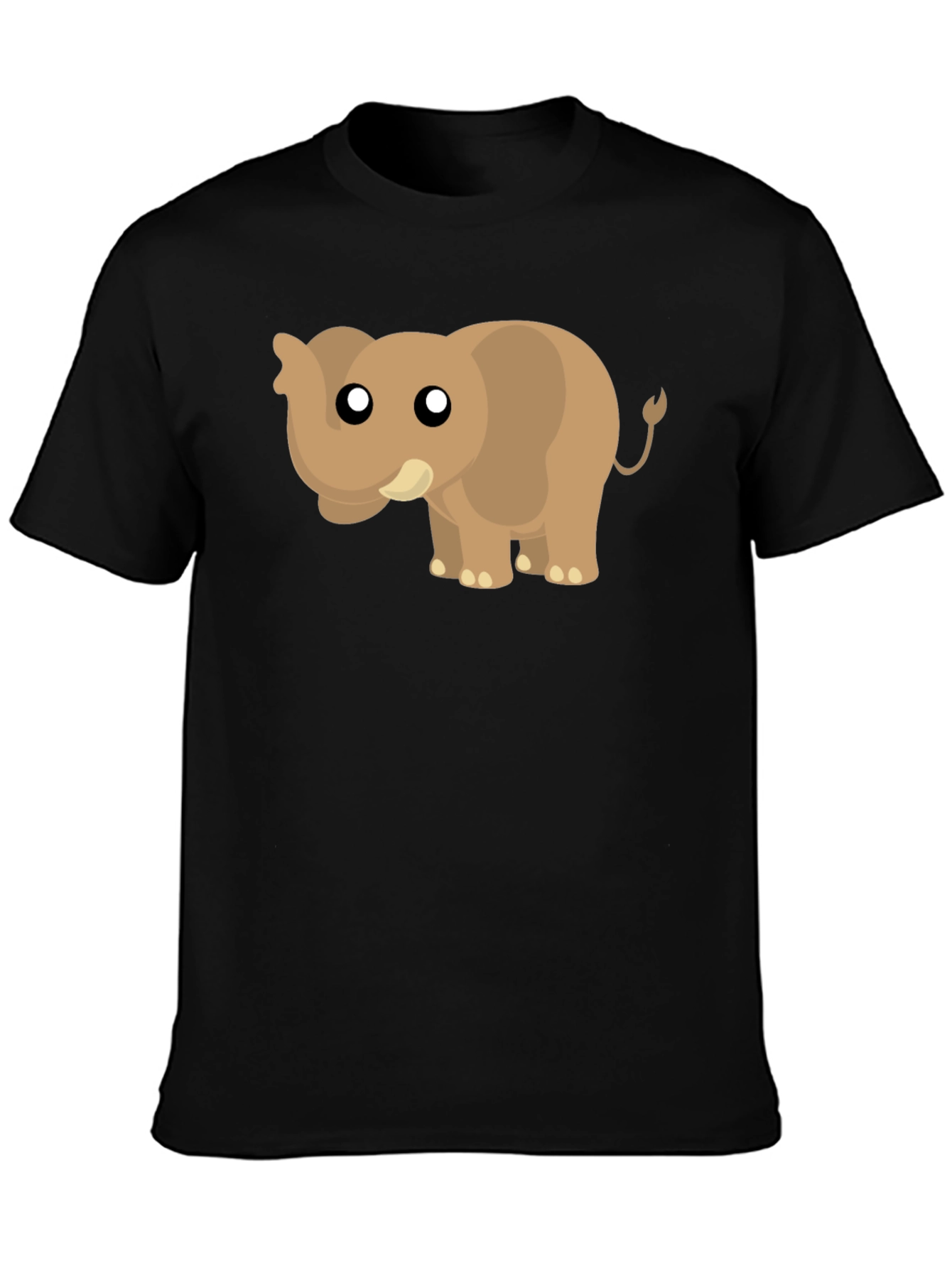 Cute Cartoon Elephant Black T-Shirt