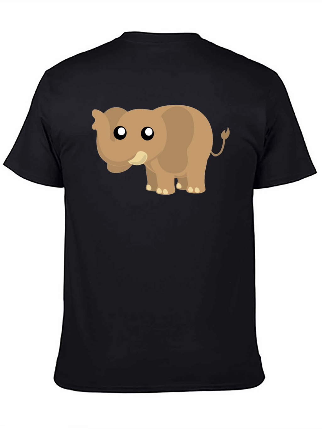 Cute Cartoon Elephant Black T-Shirt