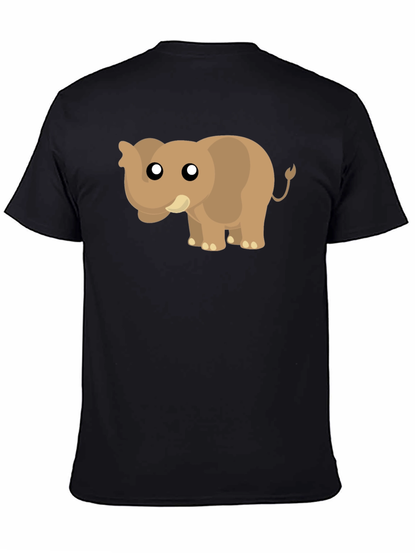 Cute Cartoon Elephant Black T-Shirt