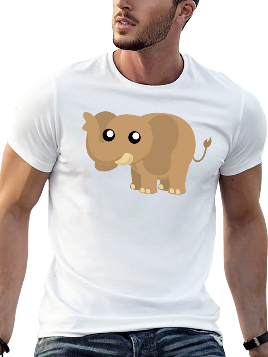 Cute Cartoon Elephant Black T-Shirt