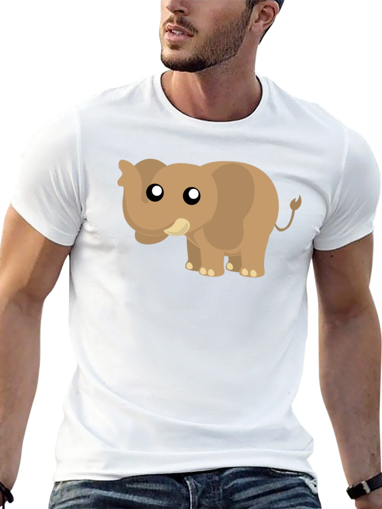 Cute Cartoon Elephant Black T-Shirt