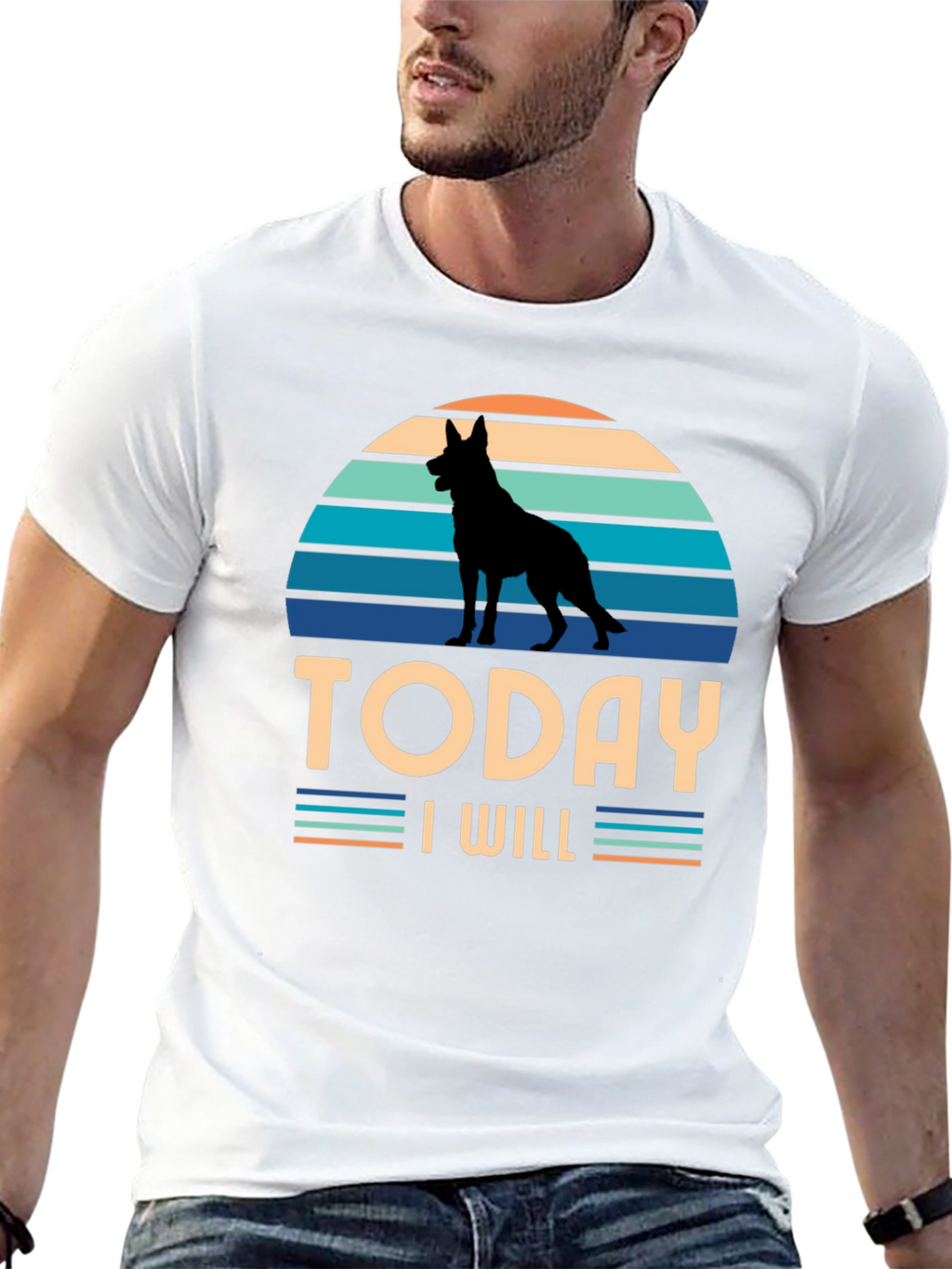Dog Silhouette Retro T-Shirt - Today I Will