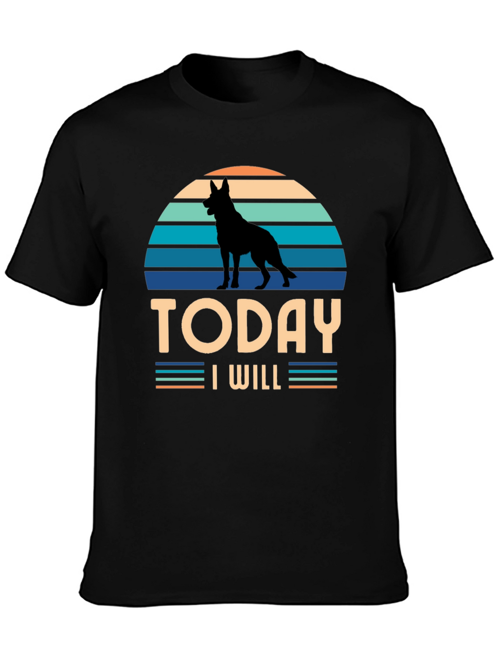 Dog Silhouette Retro T-Shirt - Today I Will