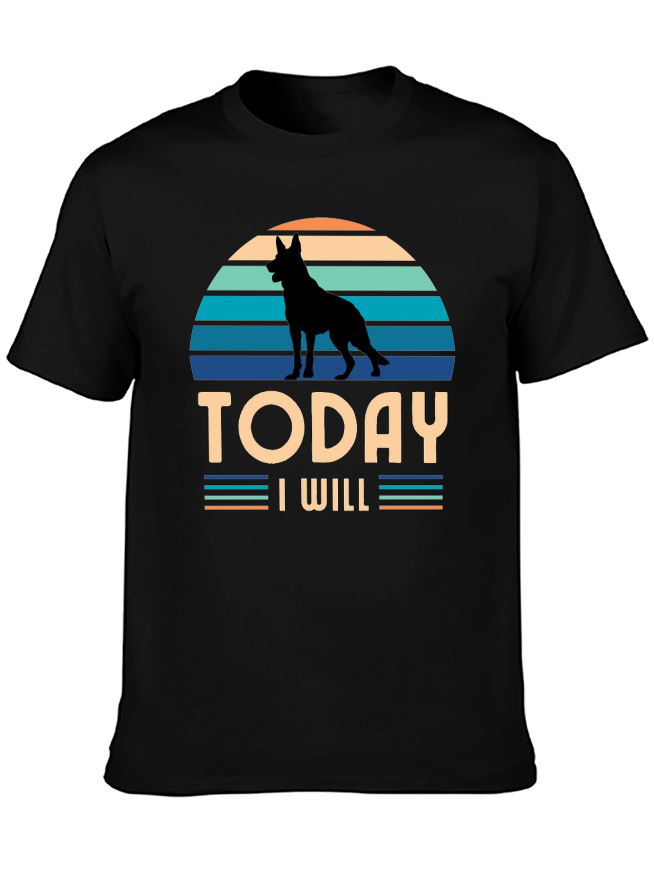 Dog Silhouette Retro T-Shirt - Today I Will
