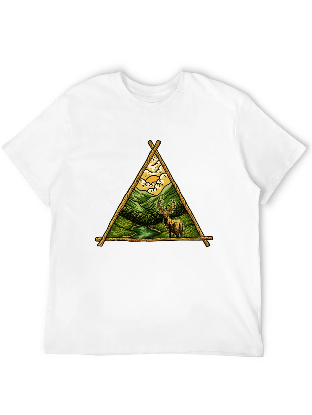 Nature Deer Graphic Tee - Black Cotton Shirt