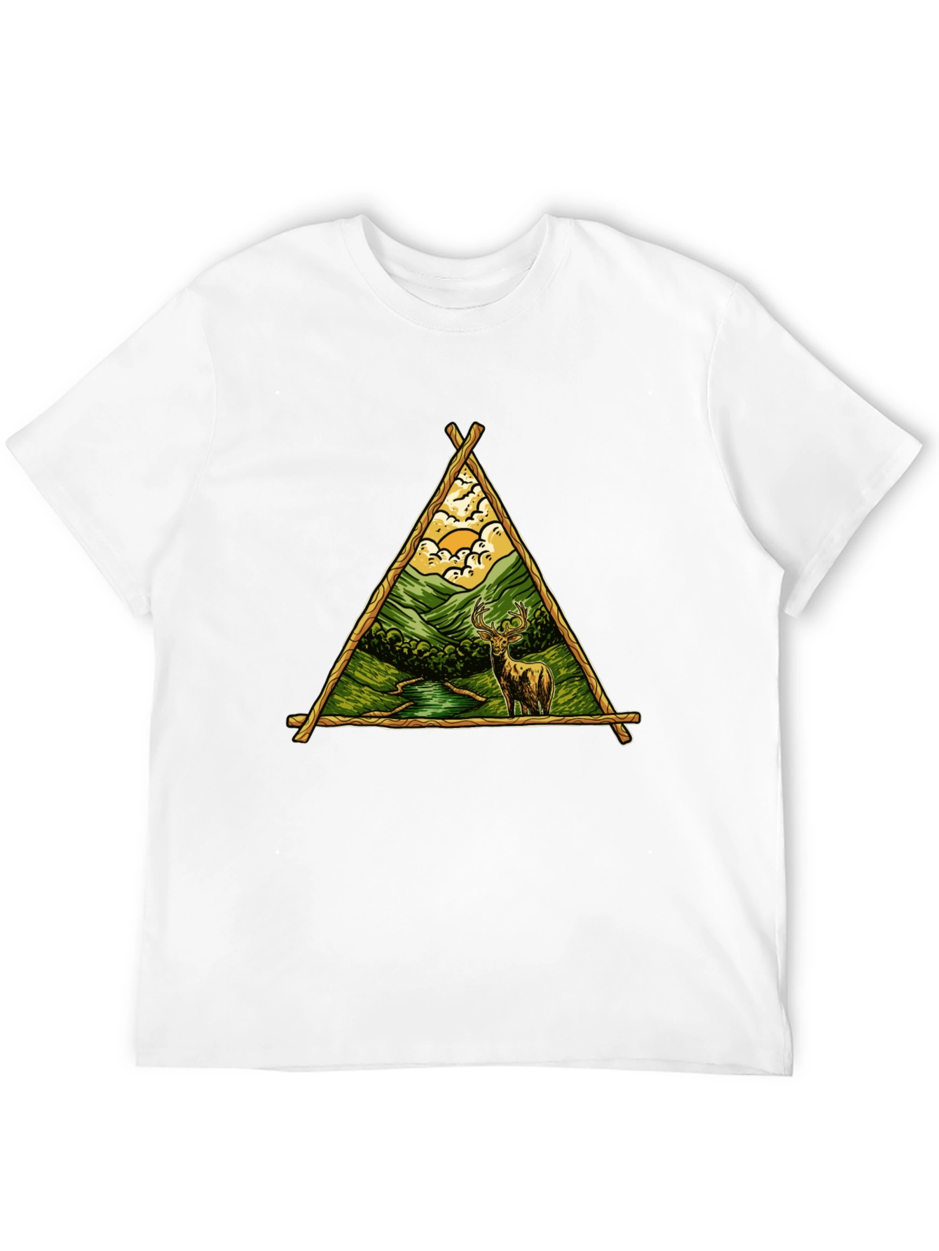 Nature Deer Graphic Tee - Black Cotton Shirt