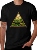 Nature Deer Graphic Tee - Black Cotton Shirt