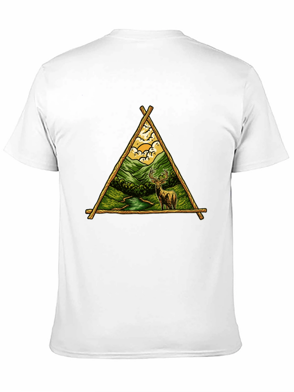 Nature Deer Graphic Tee - Black Cotton Shirt