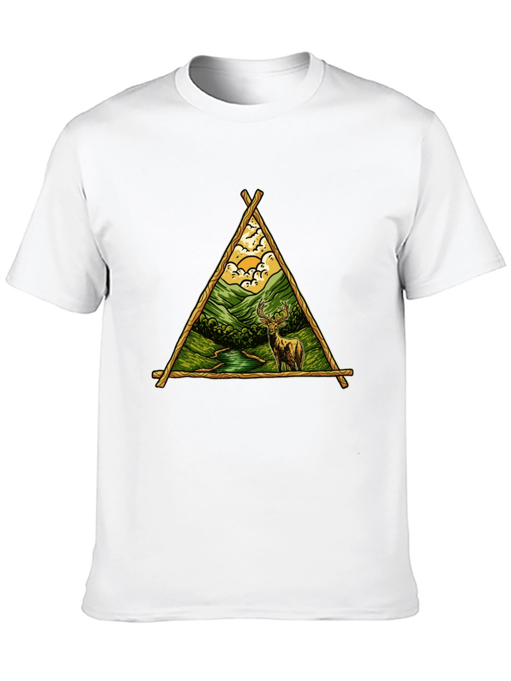 Nature Deer Graphic Tee - Black Cotton Shirt