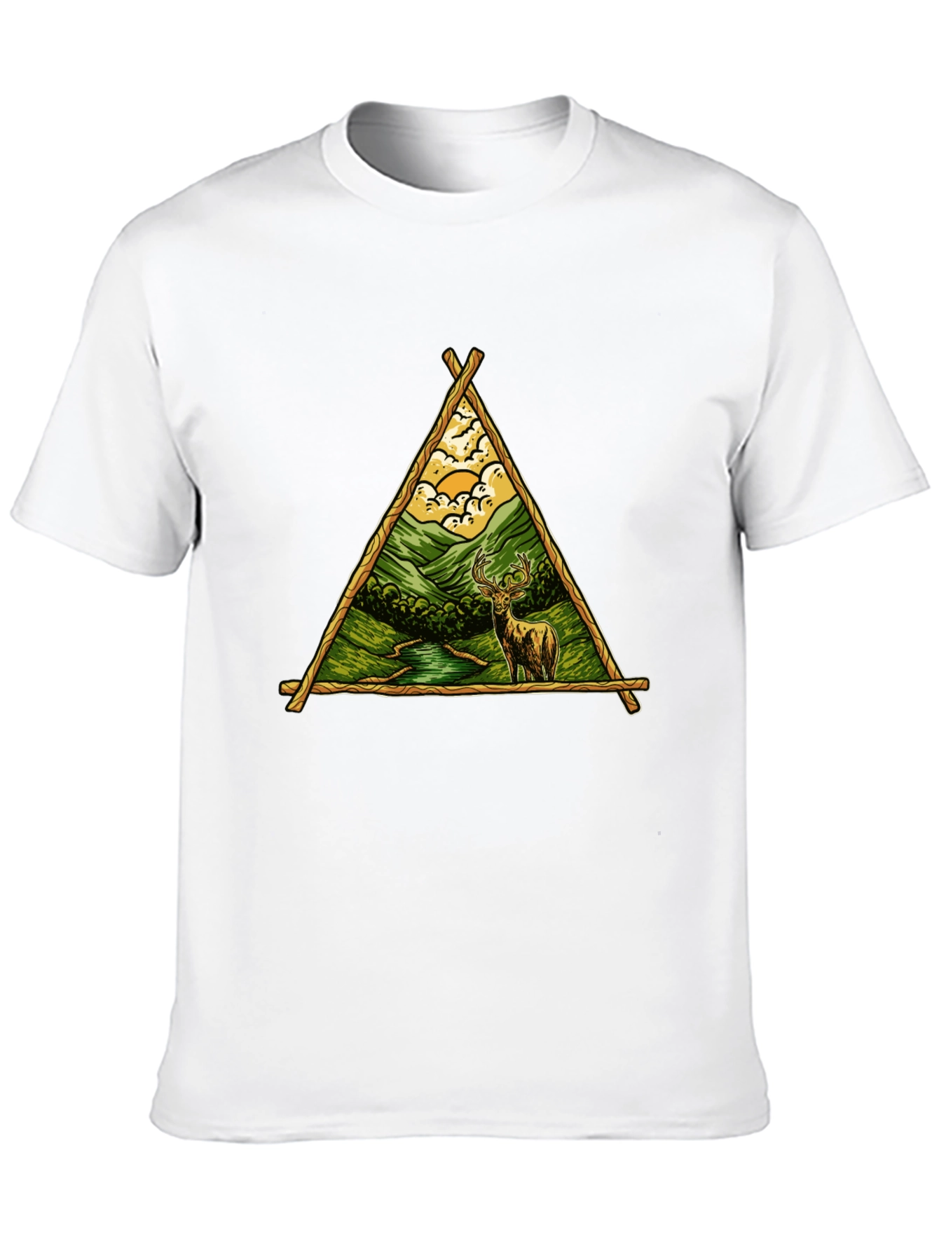 Nature Deer Graphic Tee - Black Cotton Shirt