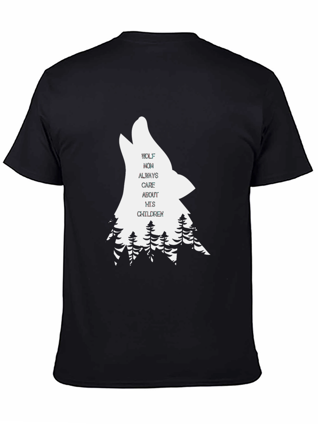Wolf Mom Graphic Tee - Black Cotton T-Shirt
