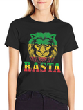 Rasta Lion Graphic T-Shirt - Reggae Style