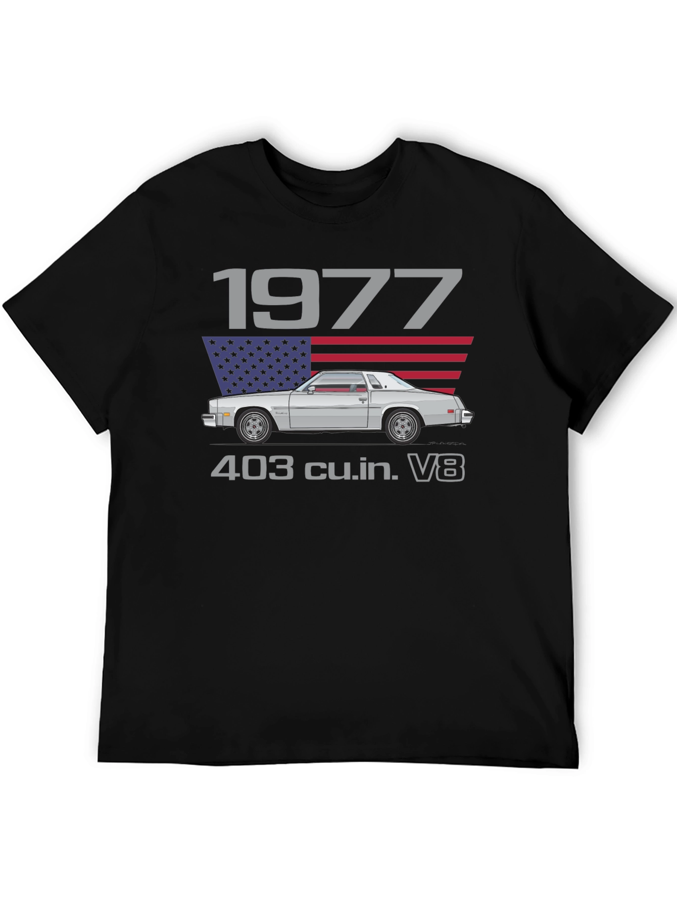 1977 Car Graphic T-Shirt - Classic American V8