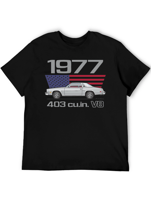 1977 Car Graphic T-Shirt - Classic American V8