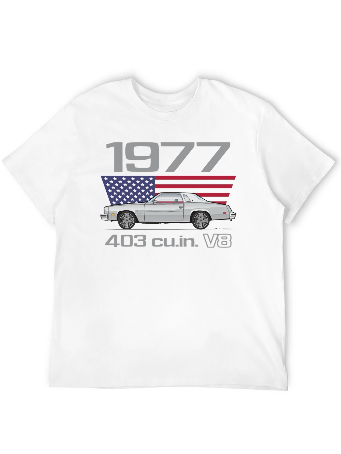 1977 Car Graphic T-Shirt - Classic American V8
