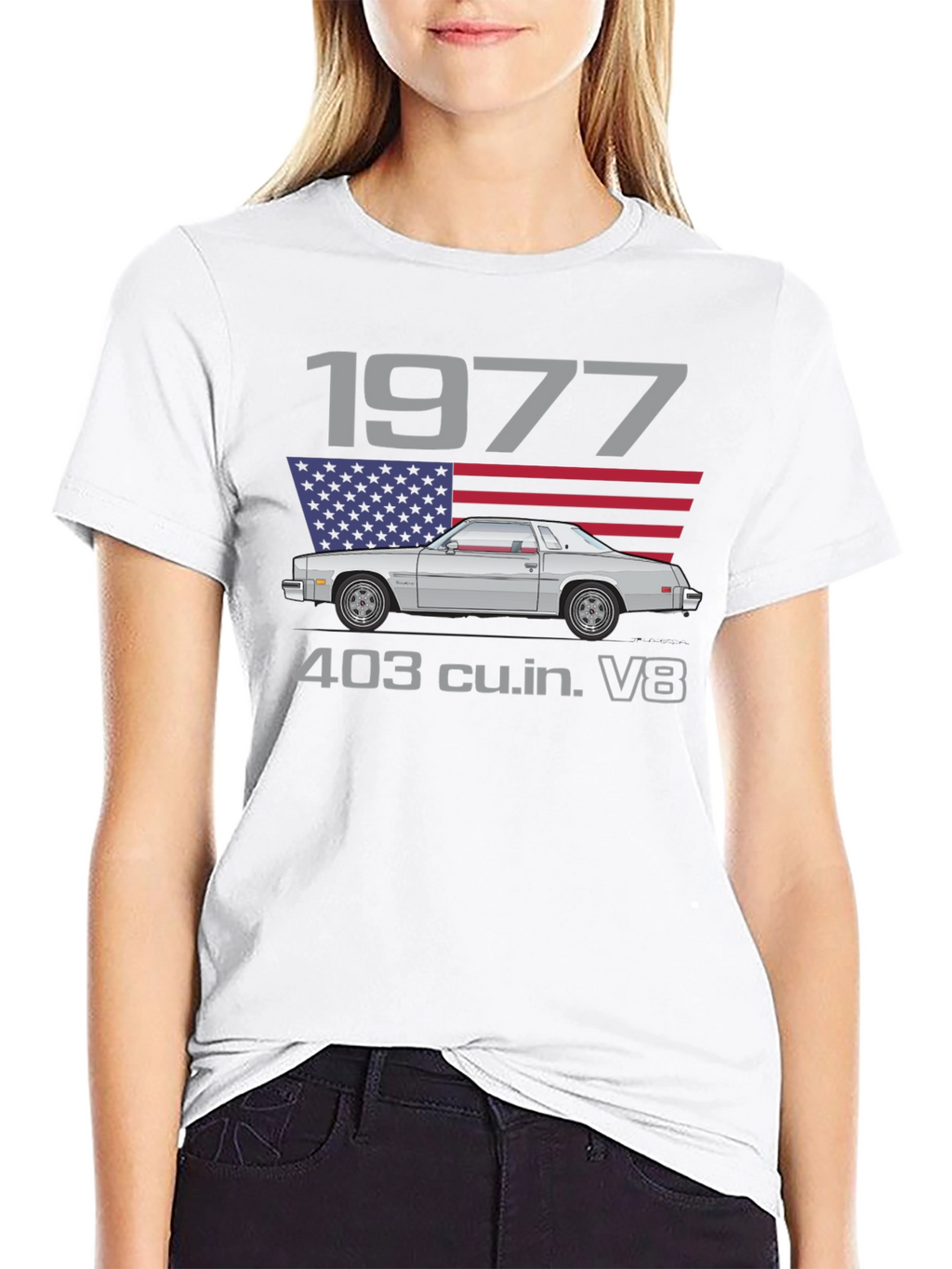 1977 Car Graphic T-Shirt - Classic American V8