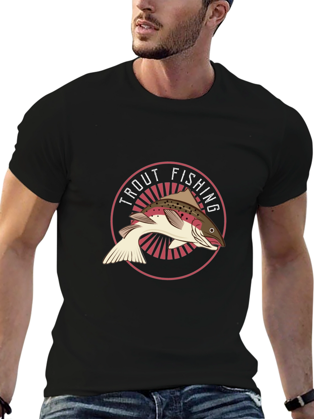 Trout Fishing Graphic Tee - Black