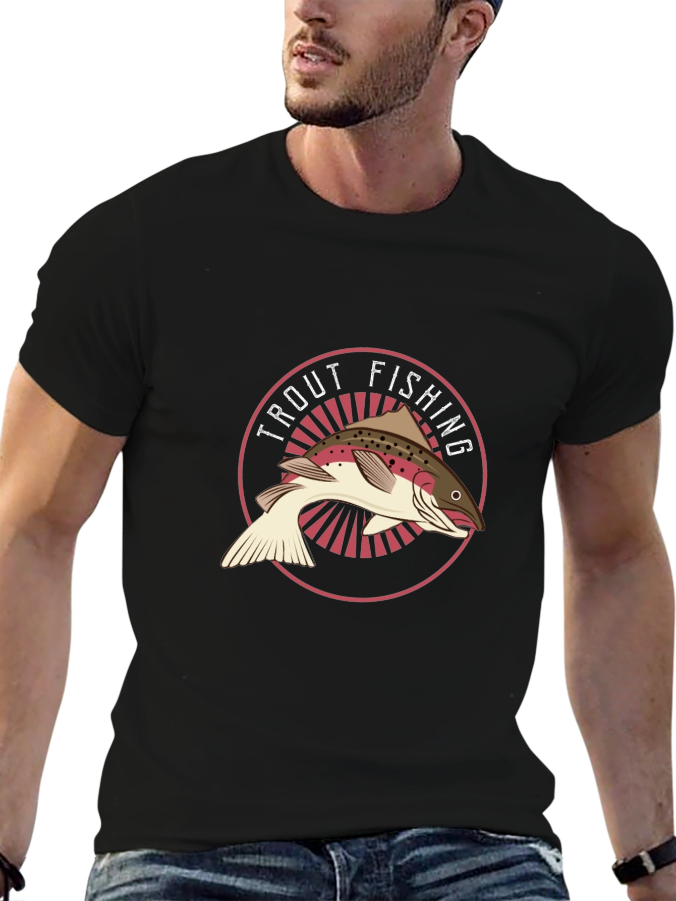 Trout Fishing Graphic Tee - Black