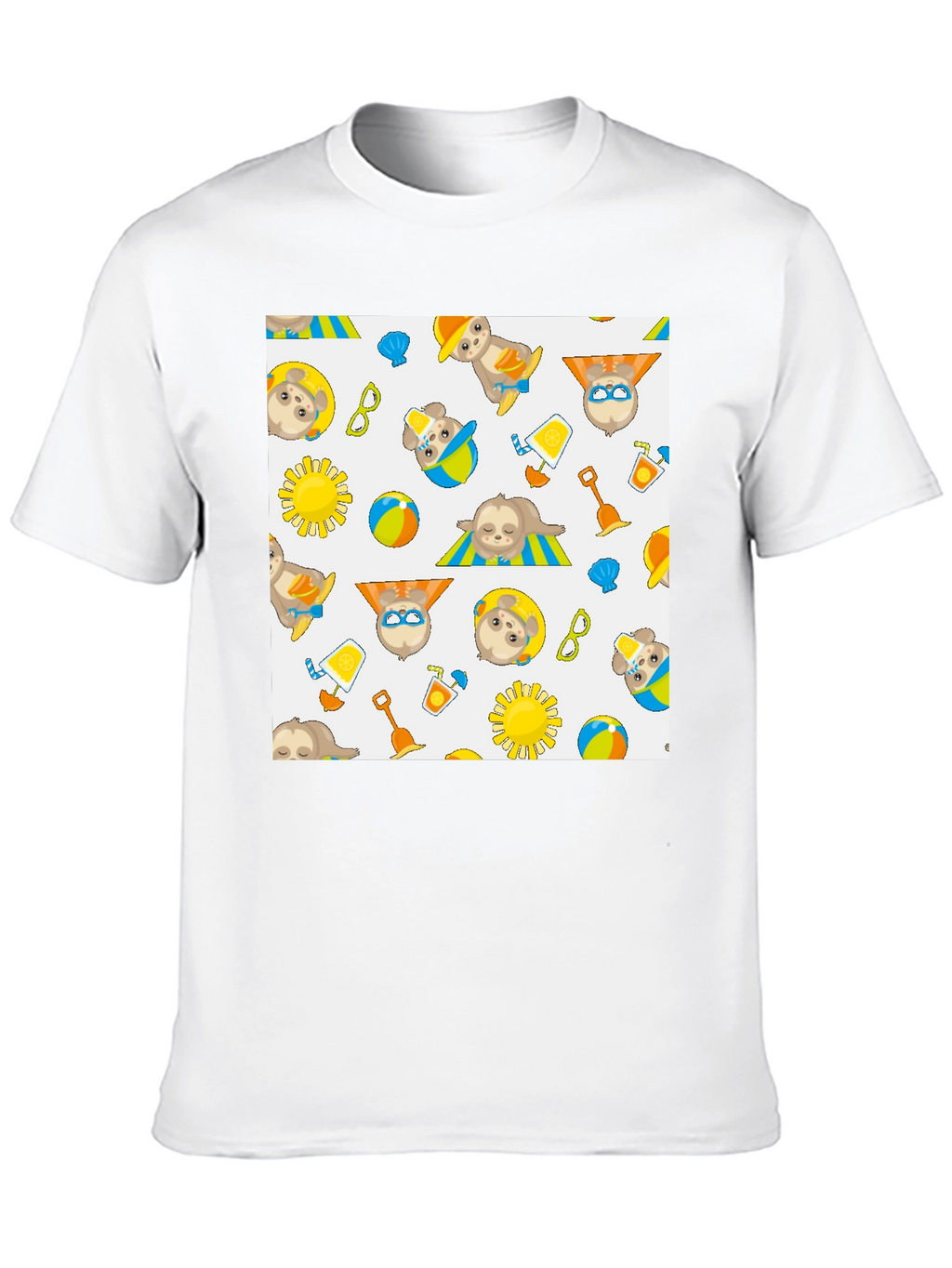Summer Sloth Print Black T-Shirt
