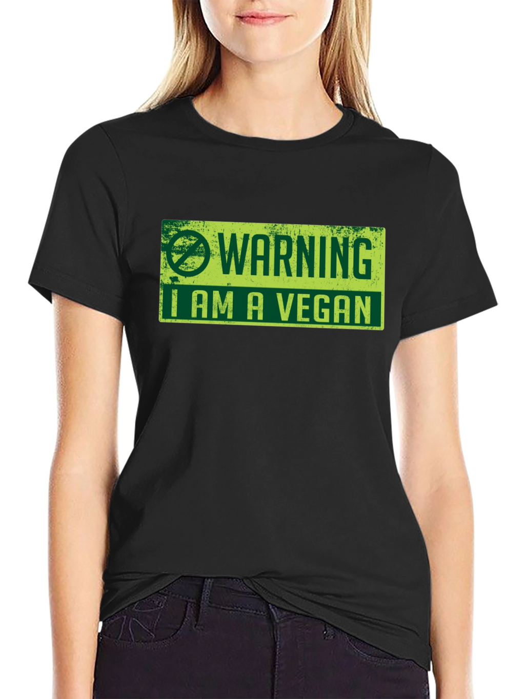 Vegan Warning Graphic Tee - Black