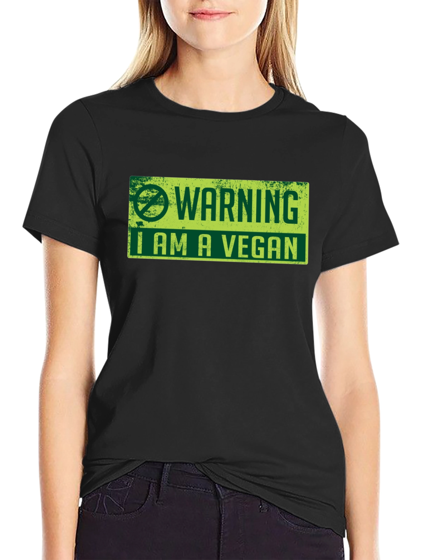 Vegan Warning Graphic Tee - Black